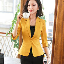 Chaqueta elegante de oficina para mujer, chaqueta informal con muescas, abrigo de media manga para trabajo de negocios, prendas de vestir de un botón 2024 - compra barato