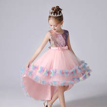 Vestido de princesa com rendas e flores, roupa de criança para performance em piano de trilha sem mangas, 2021 2024 - compre barato