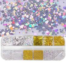 Holographic Nail Glitter Flakes Sequin AB Glitter Mermaid Dipping Powder Mixed Size Round Shape Paillette Nail Art Decor 2024 - buy cheap