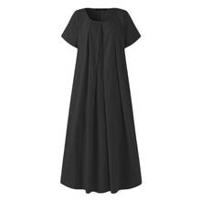 Boho Maxi Summer Dress Women 2022 Vestido Casual Pocket Vintage Black Loose Long Pleated Dress Cotton Linen Sundress 2024 - buy cheap