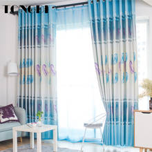 TONGDI Blackout Curtain Elegant Leaves Feather Colourful Printing  High-grade Decoration For Parlour Bedroom Living Room 2024 - buy cheap