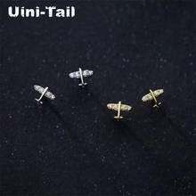 Uini-Tail new listing 925 sterling silver small fresh micro-set small aircraft earrings sweet compact mini cute earrings ED501 2024 - buy cheap
