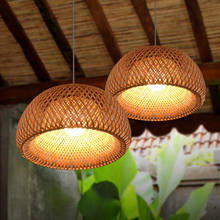 Southeast Asia Bamboo LED Pendant Lights Chinese Style Weaving Bird Cage Pendant Lamp Restaurant Cafe Bar Hanging Light Fixtures 2024 - buy cheap