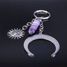 Witchcraft Sun Moon Stainless Steel Purple Crystal Hexagonal Column Quartz Silver Color Chain for Pants Women Jewelry NXS02 2024 - buy cheap