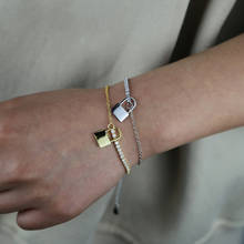Novidade pulseiras com pingente de cadeado, contas em camadas, corrente de tênis, 2mm cz, joias com pulseira 2024 - compre barato