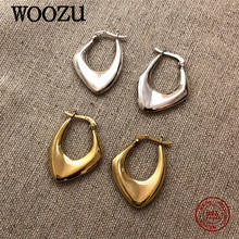 Woozu real 925 prata esterlina minimalista irregular grande hoop brincos para as mulheres charme festa estilo nórdico punk jóias finas presentes 2024 - compre barato