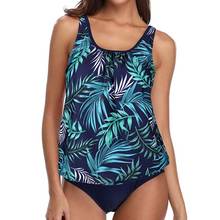 Muolux 2020 nova mulher 2 peça maiô floral maiô superior plus size blouson roupa de banho biquíni plus size tankini terno 2024 - compre barato