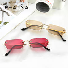 SHAUNA Fashion Rimless Sunglasses Trending Clear Red Blue Yellow Men Rectangle Shades UV400 2024 - buy cheap