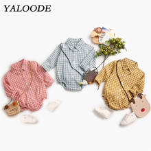 Yaloodo macacão de algodão para bebês, macacão xadrez manga longa para meninos e meninas, roupas infantis para crianças pequenas 2024 - compre barato