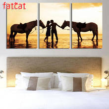 FATCAT Sunset seascape lovers 5D Diy Diamond Painting Triptych full drill mosaic diamond Embroidery Sale Wall Decoration AE1120 2024 - buy cheap