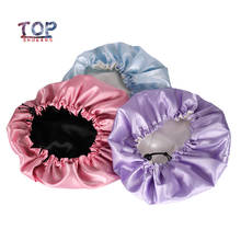 Customized Logo Double Layer Adjustale Reversible With Drawstring Baby Satin Silk Hair Protect Sleeping Cap Bonnet 2024 - buy cheap