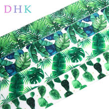 DHK-Accesorios de cinta de grogrén con estampado de cactus, moño para el pelo, decoración para el pelo, 5 yardas, hoja tropical, OEM, 38mm, E1559, 1,5'' 2024 - compra barato