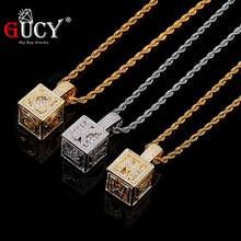 GUCY-cadena con colgante de circón para bebé, Collar personalizado con letra cuadrada del alfabeto, inicial, AAA, Hip Hop, regalo de joyería 2024 - compra barato