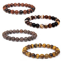 Minimalist 8MM Natural Bracelet for Women Men Tiger Eye Stripe  Agates Snowflake Stone Beaded Bracelet Yoga Energy Men Jewelry 2024 - buy cheap
