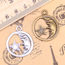 40pcs Charms circle moon star 25mm Antique Pendants,Vintage Tibetan Silver Jewelry,DIY for bracelet necklace 2024 - buy cheap