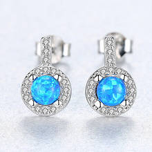 Opal Earrings 925 Sterling Silver Stud Earrings for Women Cute 4mm White Pink Blue Fire Opal Fine Jewelry 2024 - buy cheap