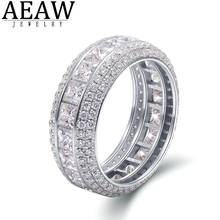 Anel de noivado vvs1 d, anel com corte de princesa, cor sólida, 14k, ouro branco, teste positivo 2024 - compre barato