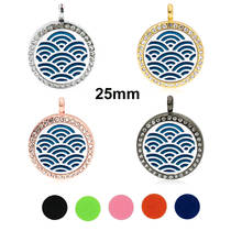 BOSHI Diffuser Necklace Pendant Necklace For Women Jewelry Rose Gold Black Color 25mm Rhinestone Perfume Aromatherapy Locket 2024 - buy cheap