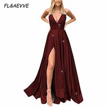 2021 Sexy Evening Dress Sequins V Neck Corset Split Side Lace Up Back Floor Length Evening Prom Party Dresses 2024 - buy cheap