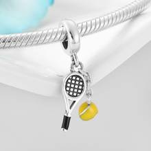 Hight Quality 925 Sterling Silver Tennis Racket and Ball Fine Pendant Beads Fit Original LYNACCS Charms Bracelet Jewelry Making 2024 - buy cheap