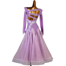 Modern Ballroom Dance Competition Dress For Women Long Sleeve Diamond Pearl Big Swing Waltz Dance Custom Made Costumes DQL5151 2024 - buy cheap