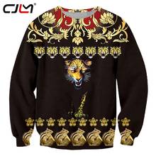 CJLM Trend Men Sweatshirt 3D Printed Golden Pattern Leopard Fashion Clothes Tops Man Street Style Round Neck Oversized Pullover 2024 - buy cheap