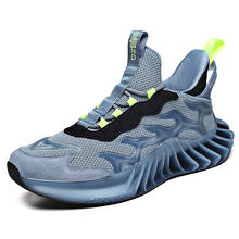 Стильные кроссовки для мужчин, износостойкие мужские кроссовки для бега, серые, синие мужские спортивные туфли на шнуровке, для ходьбы, атлетики, спортзала, размер 39-46 2024 - купить недорого