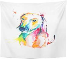 Animal Dachshund Hand Watercolor of Dog Bassotto Companion Cute Tapestry Home Decor Wall Hanging for Living Room Bedroom Dorm 2024 - compre barato