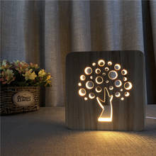Lady's Style Wooden LED Night Light USB Plug Warm light Bedside Night Lamp Room Atmosphere Table Lamp Night Decoration Lighting 2024 - buy cheap