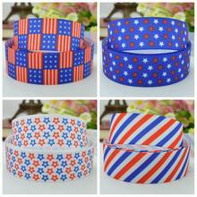 10 Yards 22mm 7/8" independence Day red blue STAR Printed grosgrain ribbon hair bow Headwear DIY hair accessories retail B0929 2024 - buy cheap