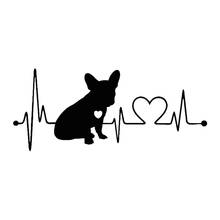 18*7.7cm Car Sticker 3D French Bulldog Heartbeat Bumper Sticker Car Body Funny Stickers and Decals Vinyl Decor on Car Styling 2024 - buy cheap