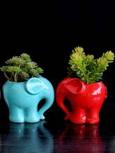 Maceta de cerámica con forma de animales para flores, maceta suculenta con forma de elefante, Cactus, flores, decoración de escritorio 2024 - compra barato