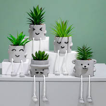 Nordic Hanging Feet Doll Plant Potted Animal  Desktop Cement Ornaments Indoor Courtyard Art Wall Desk Home Decor Flower Pot 2024 - buy cheap