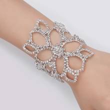 Sparkling Rhinestone Crystal Bracelets for Women Floral Bridal Bracelets & Bangles /Arm Chain /Anklet Wedding Party Jewelry Gift 2024 - buy cheap