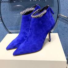 Zapatos de tacón alto de cristal para mujer, calzado de punta estrecha Azul, de fiesta, de piel auténtica, sin cordones, para otoño, 2020 2024 - compra barato