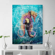 Full Drill Square Mosaic 5D Diamond Painting Seahorse Ocean Animal Diamond Embroidery Cross Stitch Kit Home Wall Decoration 2021 2024 - buy cheap