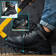 Calçados de segurança para homens, tênis respirável à prova d'água com biqueira de aço para trabalho 2024 - compre barato
