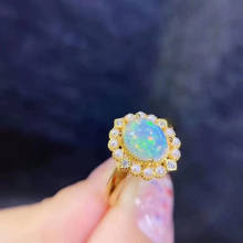 Luxury Oval Rings With Natural Opal Europe America Vintage Charm Wedding Engagement Jewelry For Women Exquisite Anniversary Gift 2024 - buy cheap