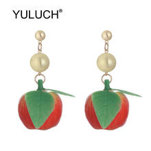 YULUCH Trendy Fruit Orange Long Stud Earrings For Women Party Ethnic African Summer Beach Plastic Strawberry Apple Big Earrings 2024 - buy cheap