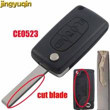 Jingyuqin lâmina de corte 3 botões dobrável remoto caso chave do carro capa proteção escudo fob para peugeot 2024 - compre barato