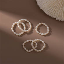 Japan Korean New Trendy Handmade Beaded Natural Freshwater Pearl Rings For Women Simple Finger Jewelry Ring Wholesale 2024 - buy cheap