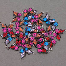 Pingente de amuleto de borboleta, acessório de joias com esmalte colorido fofo de borboleta, colar de brinco diy com 10 peças 2024 - compre barato