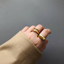 Amaiyllys anel minimalista aberto, irregular, linhas geométricas, anéis de ouro, joia de personalidade temperamento para mulheres, decorações de festa 2024 - compre barato