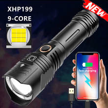 2021 новейший 100000lm XHP199 9-ядерный светодиодный фонарик Zoom USB Перезаряжаемый самый мощный XHP199 фонарь 18650 26650 ручной фсветильник 2024 - купить недорого