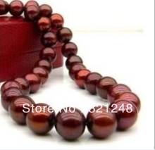 Precio al por mayor de 10mm redondo rojo oscuro collar de cuentas de concha perla simulada para las mujeres de alta calidad de 18 pulgadas de la joyería haciendo MY2019 2024 - compra barato