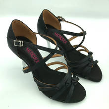 Professional and Fashion latin dance shoes ballroom shoes salsa shoes tango & wedding shoes 6216BLK 8.5cm heel shipping free 2024 - buy cheap