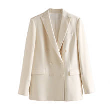 Женский однотонный Блейзер, весна 2020, новый модный двубортный пиджак с длинным рукавом, Женский Топ, элегантная женская офисная куртка, H186 2024 - купить недорого