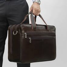 Мужской портфель, 17 дюймов, сумки для ноутбука, бизнес, натуральная кожа, большая сумка на плечо, сумка-мессенджер для Macbook Pro, hp, Dell, Xiaomi 2024 - купить недорого