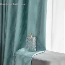 2022 New Light Luxury Style Pearly Lustre Silk-like Fabrics Striped Blackout Fresh Blue Green Curtains for Living Room Bedroom 2024 - buy cheap