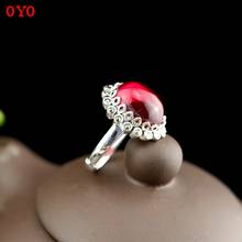 Character silver product new women's elegant fashion sunflower S925 stone openings on the red corundum marseille ring 2024 - buy cheap